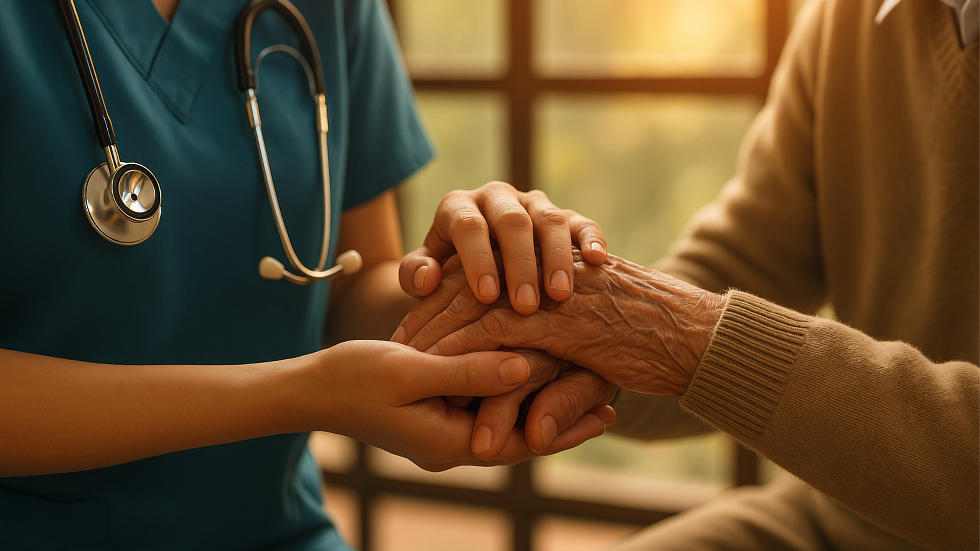 Robabeh Residential Care Facility Assisted Living Fresno CA Nurse Holding Elderly Hand 2